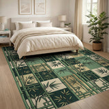 Emerald Bamboo Lattice Geometric Area Rug