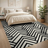 Geometric Modern Bold Black White Geometric Line Area Rug