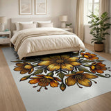 Vintage Golden Floral Mandala Area Rug