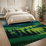 Serene Alpine Peaks and Pine Forest Rug