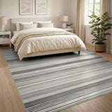 Modern Grey Horizontal Stripe Area Rug