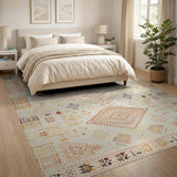 Beige and Neutral Heritage Tribal Geometric Area Rug