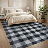 Black and White Black White Checkered Geometric Area Rug