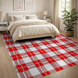 Geometric Modern Red Bold Red Gingham Checkered Area Rug
