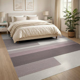 Layered Beige Neutral Geometric Woven Rug