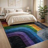 Vibrant Rainbow Arcs Geometric Modern Area Rug