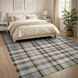 Neutral Beige Plaid Check Area Rug