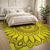 Yellow Vibrant Yellow Sunflower Mandala Area Rug