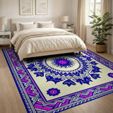 Pink Blue Floral Medallion Persian Rug