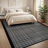 Black White Checkered Grid Area Rug
