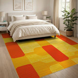 Vibrant Yellow Red Geometric Abstract Area Rug