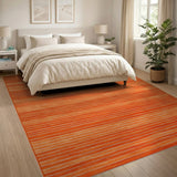 Orange Geometric Modern Vibrant Orange Horizontal Stripe Area Rug