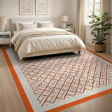 Orange Bold Orange Geometric Grid Area Rug