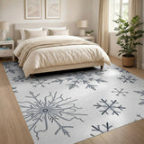 Black and White Snowflake Black White Geometric Area Rug