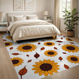 Yellow Sunflower Leaf Scatter Area Rug