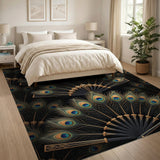 Ornate Peacock Feather Fan Area Rug