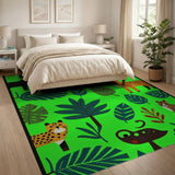 Whimsical Jungle Animals Cartoon Area Rug