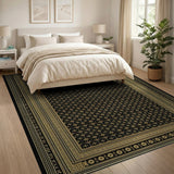 Gold Cross Motif Black Persian Area Rug