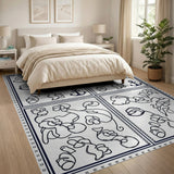 Whimsical Poodle Anchor Nautical Line Art Rug