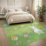 ODIKA Washable Easter Bunny Rabbit Area Rug - Low Pile Non-Slip Kids & Pet Friendly Nursery Carpet