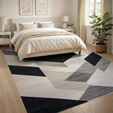 Bold Black and White Bold Geometric Black White Area Rug
