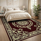 Red Traditional Persian Ornate Maroon Persian Medallion Area Rug