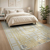 Gold Geometric Maze Area Rug
