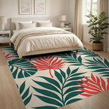 Vibrant Palm Leaf Butterfly Area Rug