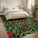 Red Vibrant Red Apple Fruit Pattern Area Rug