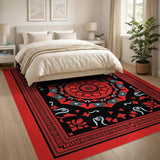 Red Traditional Persian Mandala Area Rug