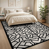 Geometric Modern Black and White Intricate Geometric Black White Area Rug