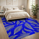 Ethereal White Feathers Blue Area Rug