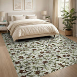 Delicate Floral Vintage Area Rug in Cream Rust