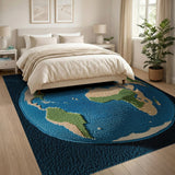 Pixelated Earth Globe Area Rug