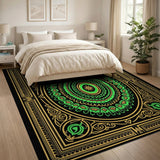 Green Traditional Persian Ornate Green Mandala Persian Area Rug