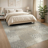 Beige and Neutral Beige Distressed Vintage Area Rug