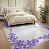 Elegant Purple Floral Border Area Rug