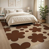 Brown Daisy Blooms on Tan Area Rug