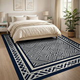 Navy Labyrinth Geometric Area Rug