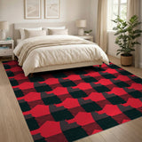 Bold Red Black Geometric Geometric Modern Area Rug