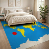 Pixelated World Map Area Rug with Red Explorer Dot