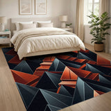 Black Orange Pyramid Geometric Area Rug