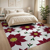 Red Poinsettia Floral Pattern Floral Vintage Area Rug