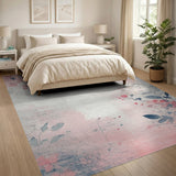 Watercolor Blush Pink Floral Area Rug
