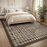 Brown Tan Diamond Geometric Brown and Tan Area Rug
