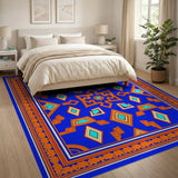 Blue Orange Geometric Southwestern Rug
