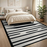 Wavy Black White Abstract Area Rug