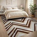 Brown Tan Chevron Geometric Area Rug