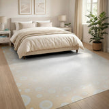 Beige Glowing Circles Geometric Area Rug