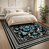 Blue and Teal Ornate Blue Floral Persian Area Rug